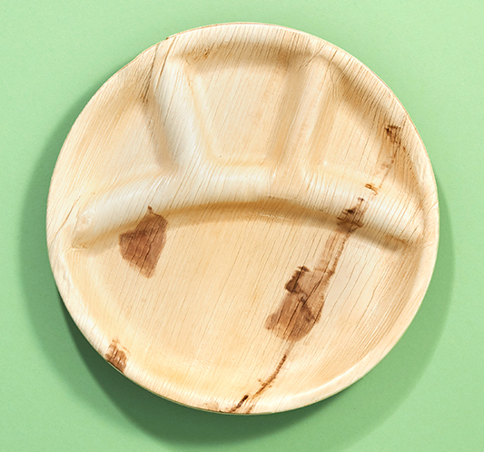 Arcea Leaf Plate ( Supari Paat Ko Plate ) Four Compartment Plate 25 cm 15 pcs of Pack